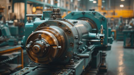 Obraz premium Close-up of an Industrial Machine in a Factory Setting