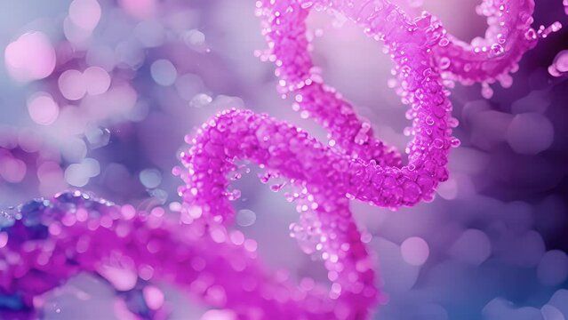 A zoomedin view of a protein coding region of a gene with the exons forming distinct segments that will eventually be translated into functional proteins.