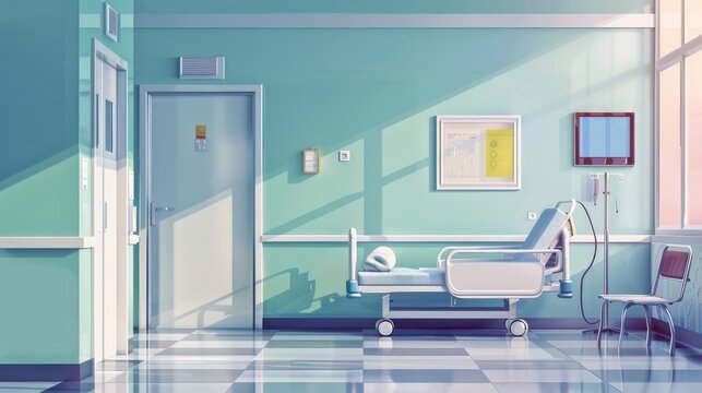 Hospital maternity ward with empty delivery bed Obstetrics and gynecology concept - Powered by Adobe