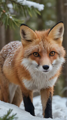 Fototapeta premium a fox that is walking in the snow