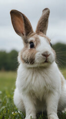 a rabbit that is sitting in the grass