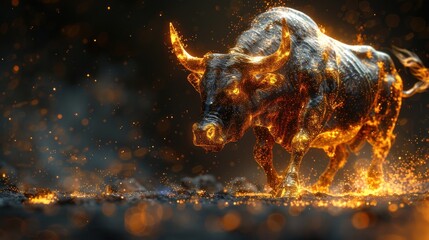 Fiery Bull in Motion - A Digital Representation