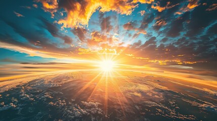 Fototapeta premium An image of a globe with the sun setting behind it