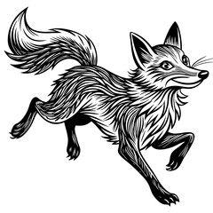 fox silhouette isolated on white