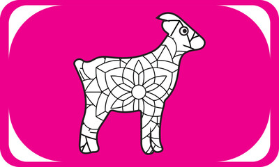 Forest animals - Cute Goat, simple thick lines kids or children cartoon coloring book pages 