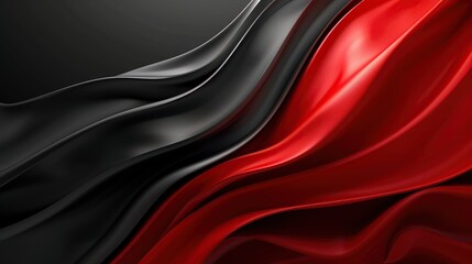 Fototapeta premium A red and black fabric with a wave pattern, Generate AI.