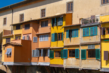 Details of the famous Ponte Vecchio over the Arno river in the city of Florence in Italy
