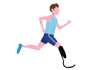 義足を使って走っている障がい者のランナーのイラストです。