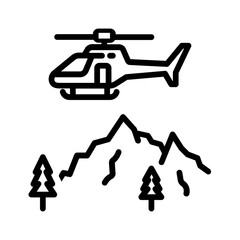 Vector black line icon for Helicopter ride