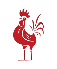 cock feather beak wing leg crest pattern detailed silhouette