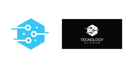 creative logo technology with hexagon concept.vector