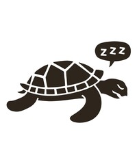 Sleeping Sea Turtle Silhouette Vector 