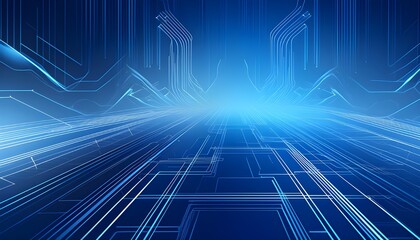 A modern and clean tech background with sleek lines and circuits in various shades of blue