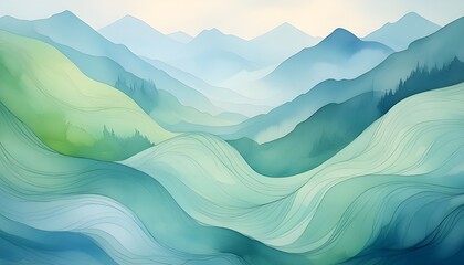 A watercolor background with soft, flowing strokes in shades of blue and green
