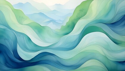A watercolor background with soft, flowing strokes in shades of blue and green