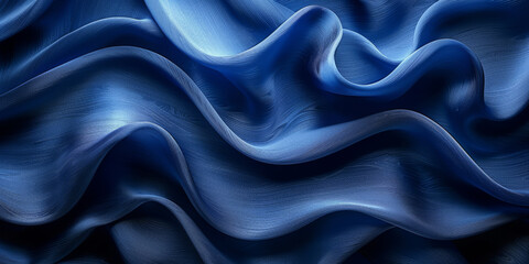 Fototapeta premium navy blue elegant abstract background silk satin fabric nice folds beautiful dark blue background wavy lines copy space 