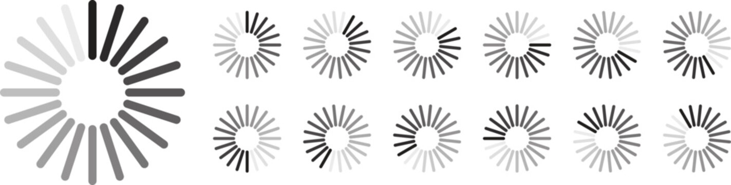 Loading icon set. Buffer loader or preloader. Circular Loading Buffering Icons Vector, Bufring Circle Waiting
