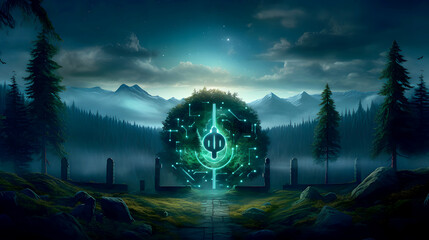 Binary Pad Lock Cyber Security Technology Background With Line and Dots Glowing Lights, Guardians of the Digital Realm: Encrypted Connections in a Binary Fortress for Cyber Lockdown