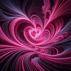 Obraz premium Swirling pink lines and floral curves form a seamless abstract pattern with a subtle heart shape