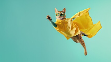 Superhero Cat in Flight