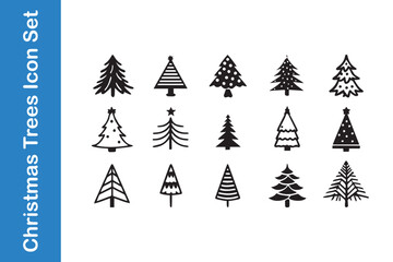 Obraz premium Christmas trees pictogram set with editable vector collections.