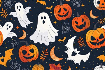 A Halloween party invitation design featuring spooky elements like jack - o' - lanterns, ghosts, and bats, with festive and colorful details