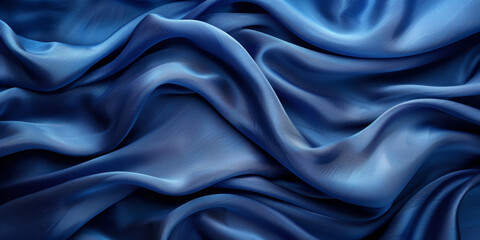 Obraz premium navy blue elegant abstract background silk satin fabric nice folds beautiful dark blue background wavy lines copy space 
