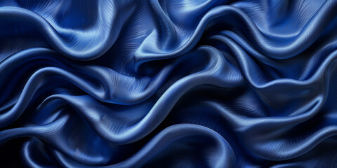 Obraz premium navy blue elegant abstract background silk satin fabric nice folds beautiful dark blue background wavy lines copy space 