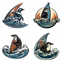 Penguin tattoo idea on white background