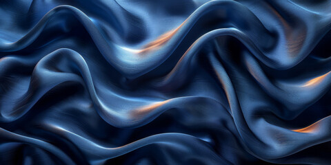 Obraz premium effect wave liquid design your space copy background elegant blue dark pleats soft wavy fabric shiny background texture satin silk blue dark background abstract blue black 