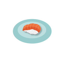 salmon sushi nigiri on plate vector stock illustration