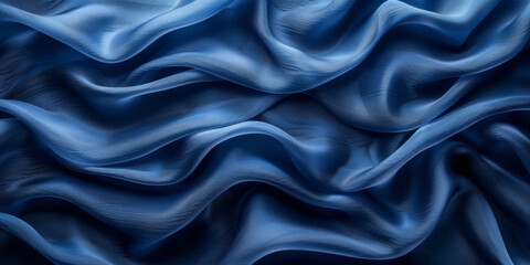 Obraz premium effect wave liquid design your space copy background elegant blue dark pleats soft wavy fabric shiny background texture satin silk blue dark background abstract blue black 