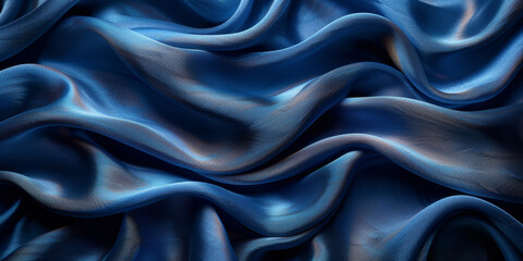 Obraz premium effect wave liquid design your space copy background elegant blue dark pleats soft wavy fabric shiny background texture satin silk blue dark background abstract blue black 