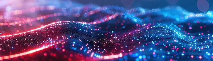 Obraz premium Digital background with binary code in neon colors