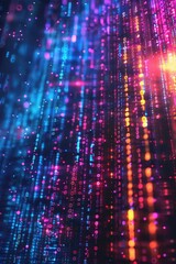 Fototapeta premium Digital background with binary code in neon colors
