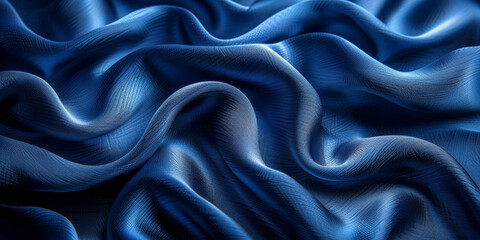 Obraz premium effect wave liquid design your space copy background elegant blue dark pleats soft wavy fabric shiny background texture satin silk blue dark background abstract blue black 