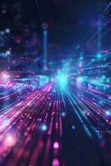 Fototapeta premium Digital background with binary code in neon colors