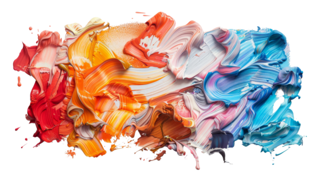 Watercolor palette with paint brush on transparent background