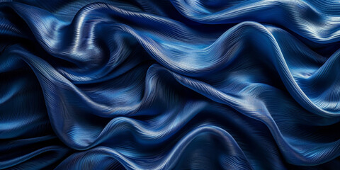 Obraz premium effect wave liquid design your space copy background elegant blue dark pleats soft wavy fabric shiny background texture satin silk blue dark background abstract blue black 
