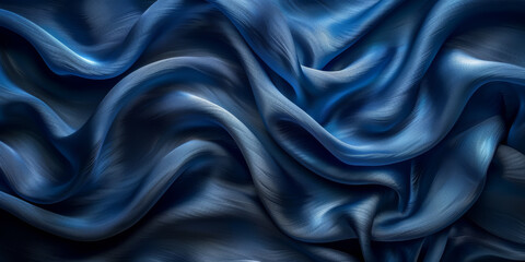 Obraz premium effect wave liquid design your space copy background elegant blue dark pleats soft wavy fabric shiny background texture satin silk blue dark background abstract blue black 