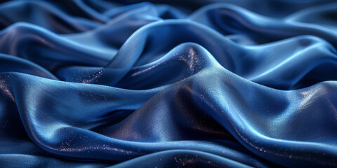 Obraz premium effect wave liquid design your space copy background elegant blue dark pleats soft wavy fabric shiny background texture satin silk blue dark background abstract blue black 