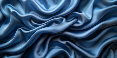Obraz premium effect wave liquid design your space copy background elegant blue dark pleats soft wavy fabric shiny background texture satin silk blue dark background abstract blue black 