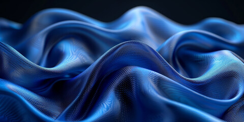 Obraz premium effect wave liquid design your space copy background elegant blue dark pleats soft wavy fabric shiny background texture satin silk blue dark background abstract blue black 
