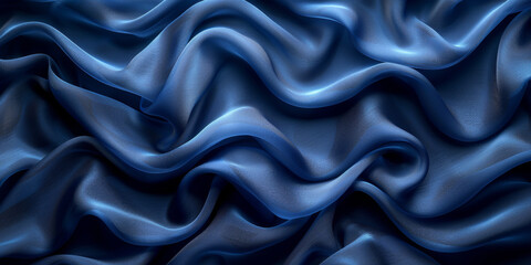 Obraz premium effect wave liquid design your space copy background elegant blue dark pleats soft wavy fabric shiny background texture satin silk blue dark background abstract blue black 