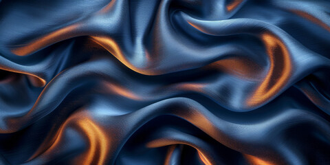 Fototapeta premium effect wave liquid design your space copy background elegant blue dark pleats soft wavy fabric shiny background texture satin silk blue dark background abstract blue black 