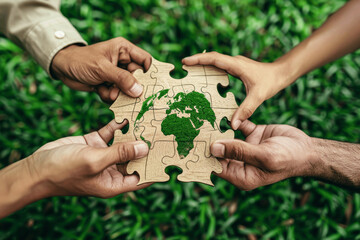 Eco friendly teamwork unity for sustainable development environmental impact nature cooperation green business global volunteers