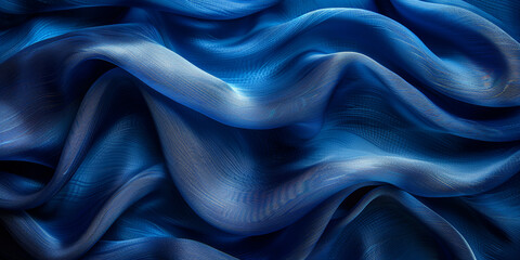 Obraz premium effect wave liquid design your space copy background elegant blue dark pleats soft wavy fabric shiny background texture satin silk blue dark background abstract blue black 
