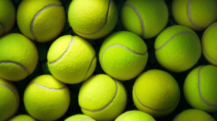 A close-up view of yellow tennis balls in a container.