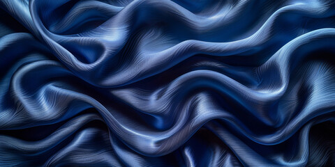 Fototapeta premium effect wave liquid design your space copy background elegant blue dark pleats soft wavy fabric shiny background texture satin silk blue dark background abstract blue black 