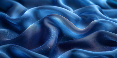 Obraz premium effect wave liquid design your space copy background elegant blue dark pleats soft wavy fabric shiny background texture satin silk blue dark background abstract blue black 